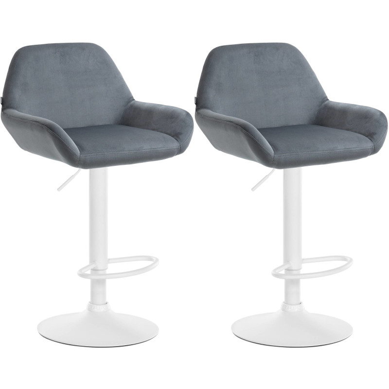 Set di 2 sgabelli da bar Braga in velluto bianco e grigio scuro