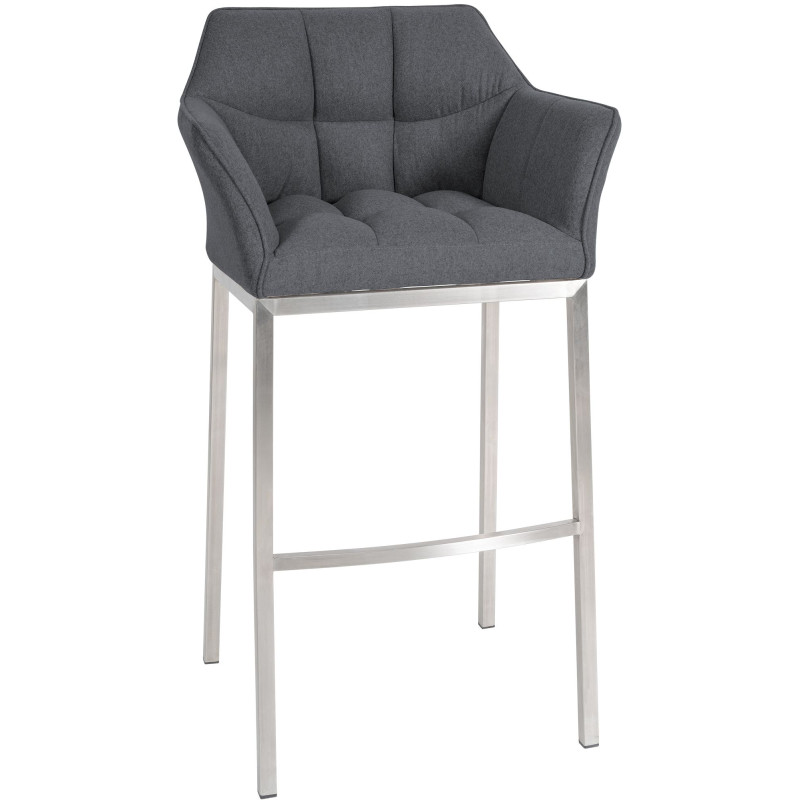 Tabouret de bar Damaso E en feutre avec structure à 4 pieds gris
