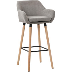 Tabouret de bar Grant en tissu gris