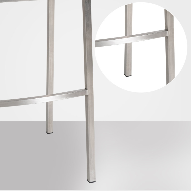 Tabouret de bar Damaso E en feutre avec structure à 4 pieds gris