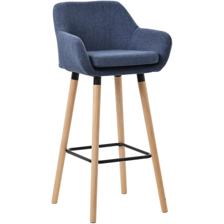 Tabouret de bar Grant en tissu bleu foncé