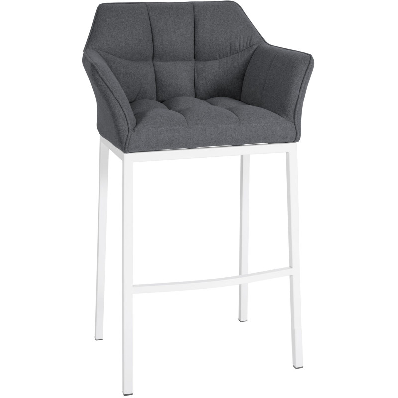 Tabouret de bar Damaso W en feutre avec structure à 4 pieds gris