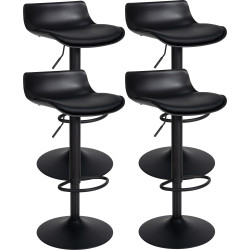 Lot de 4 tabourets de bar Aveiro simili cuir noir