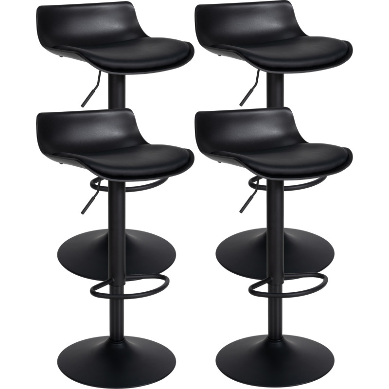 Lot de 4 tabourets de bar Aveiro simili cuir noir