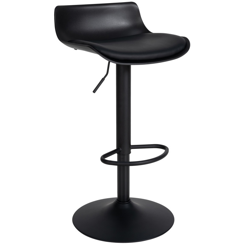 Lot de 4 tabourets de bar Aveiro simili cuir noir