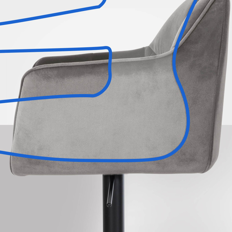 Tabouret de bar Damaso B en velours gris