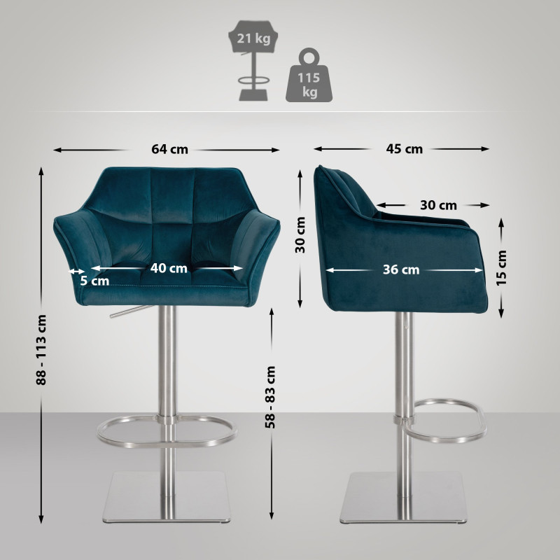Tabouret de bar en velours Damaso E vert
