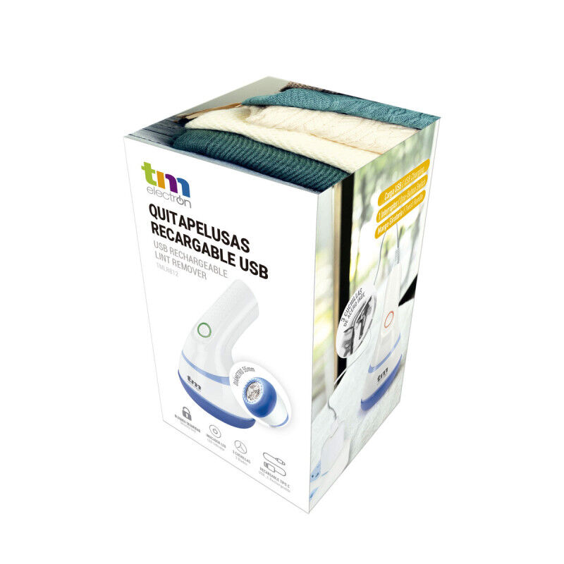 Rasoir Anti-Peluche Électrique Rechargeable TM Electron Blanc Compact