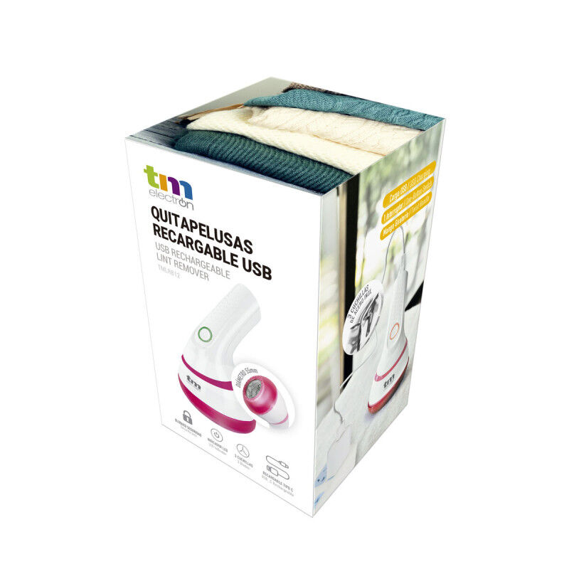Rasoir Anti-Peluche Électrique Rechargeable TM Electron Blanc Compact