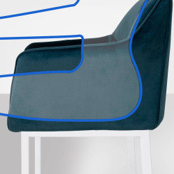 Tabouret de bar en velours Damaso W avec structure à 4 pieds vert