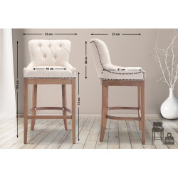 Tabouret de bar en tissu Lakewood, lumière antique crème