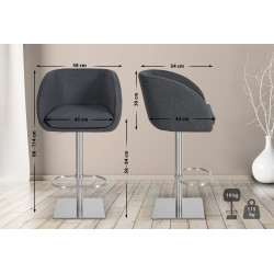 Tabouret de bar Gambo E en feutre gris