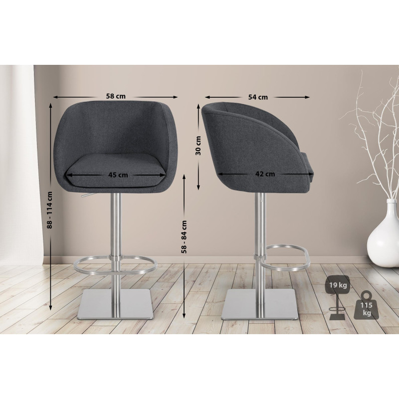 Tabouret de bar Gambo E en feutre gris