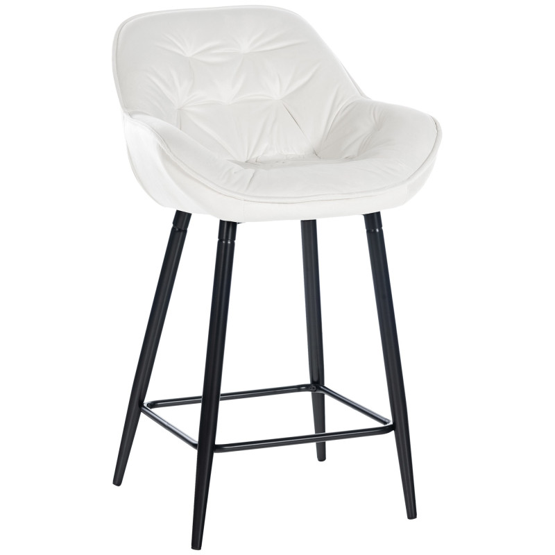 Tabouret de bar en velours Gibson 76 blanc crème