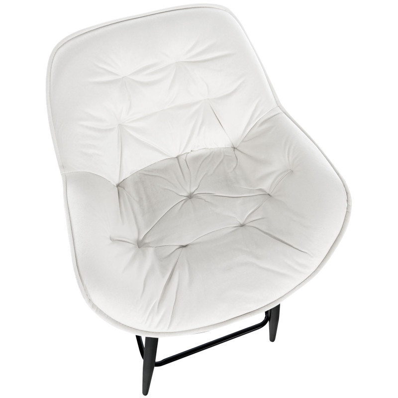 Tabouret de bar en velours Gibson 76 blanc crème