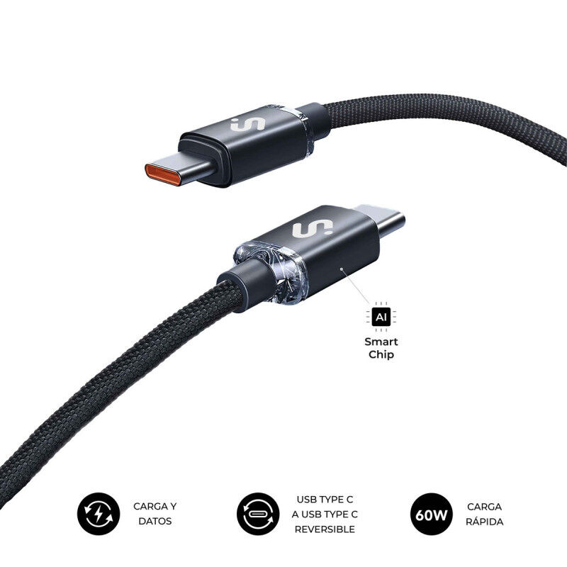 Câble USB-C vers USB-C Subblim OPTIMUS Noir 1 m