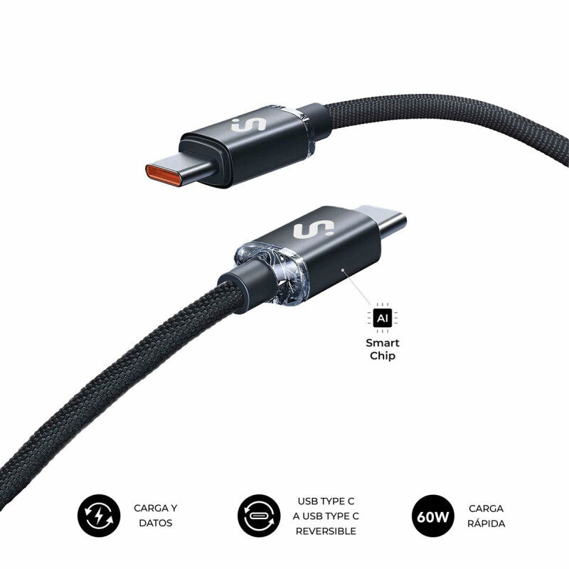 Câble USB-C vers USB-C Subblim OPTIMUS Noir 1 m