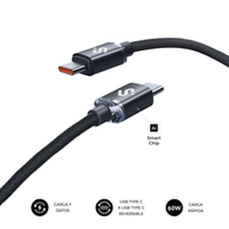 Câble USB-C vers USB-C Subblim OPTIMUS Noir 1 m