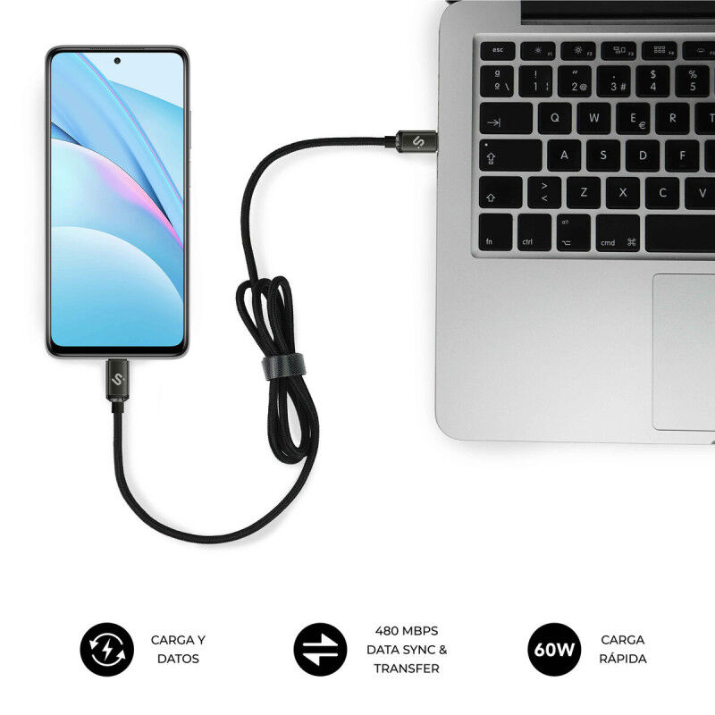 Câble USB-C vers USB-C Subblim OPTIMUS Noir 1 m