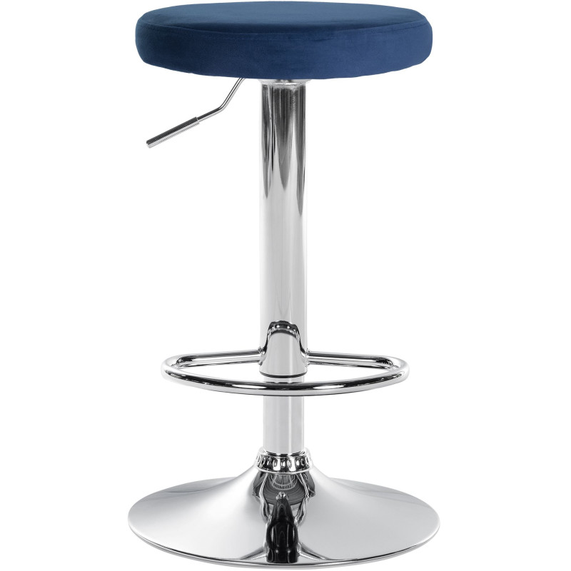Tabouret de bar Ponte velours chromé bleu