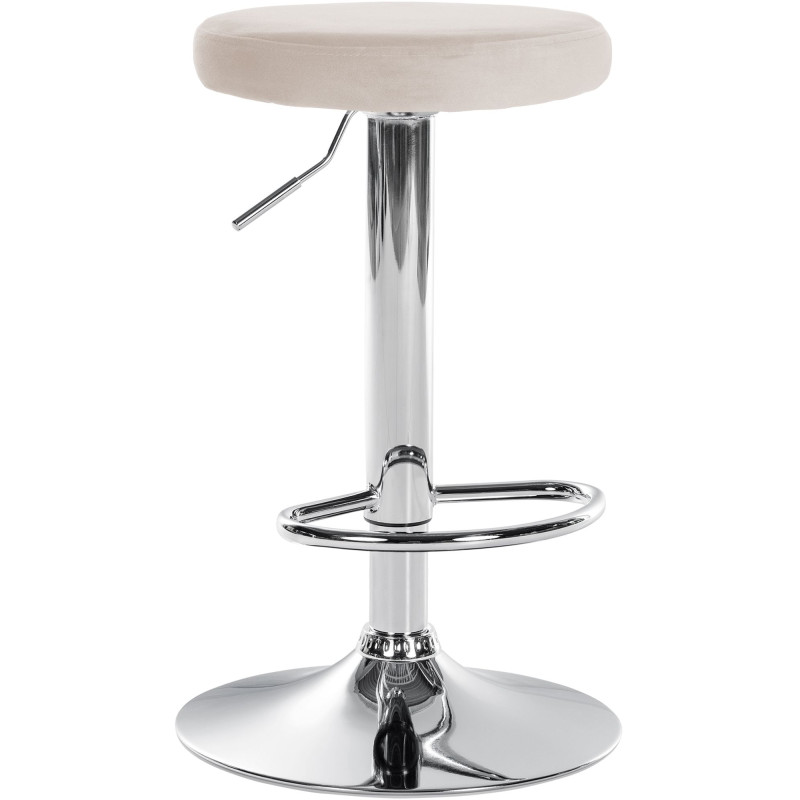Tabouret de bar Ponte velours chromé crème