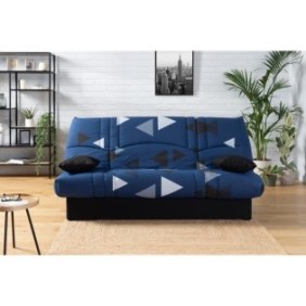 Banquette clic clac 3 places - tissu Bikini bleu - Style contemporain -  L 190 x P 92 cm - DREAM