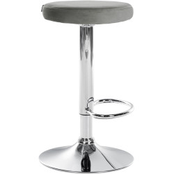 Tabouret de bar Ponte velours chromé gris