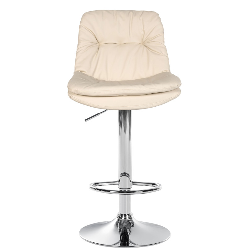 Tabouret de bar Laurel simili cuir chrome crème