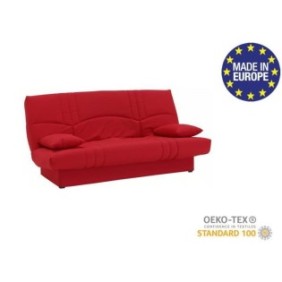 Banquette clic clac 3 places - Tissu rouge -  Style Contemporain - L 190 x P 92 cm - DREAM