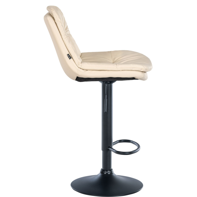 Tabouret de bar Laurel simili cuir noir crème