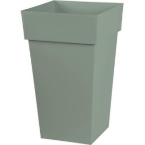 EDA PLASTIQUE - Pot de fleur haut carré Toscane - 39 x 39 x H 65 cm - 62 L -†Vert laurier