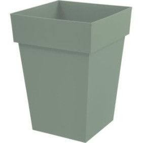 EDA PLASTIQUE - Pot de fleur mi-haut carré Toscane - 39 x 39 x H 53 cm - 51 L -†Vert laurier