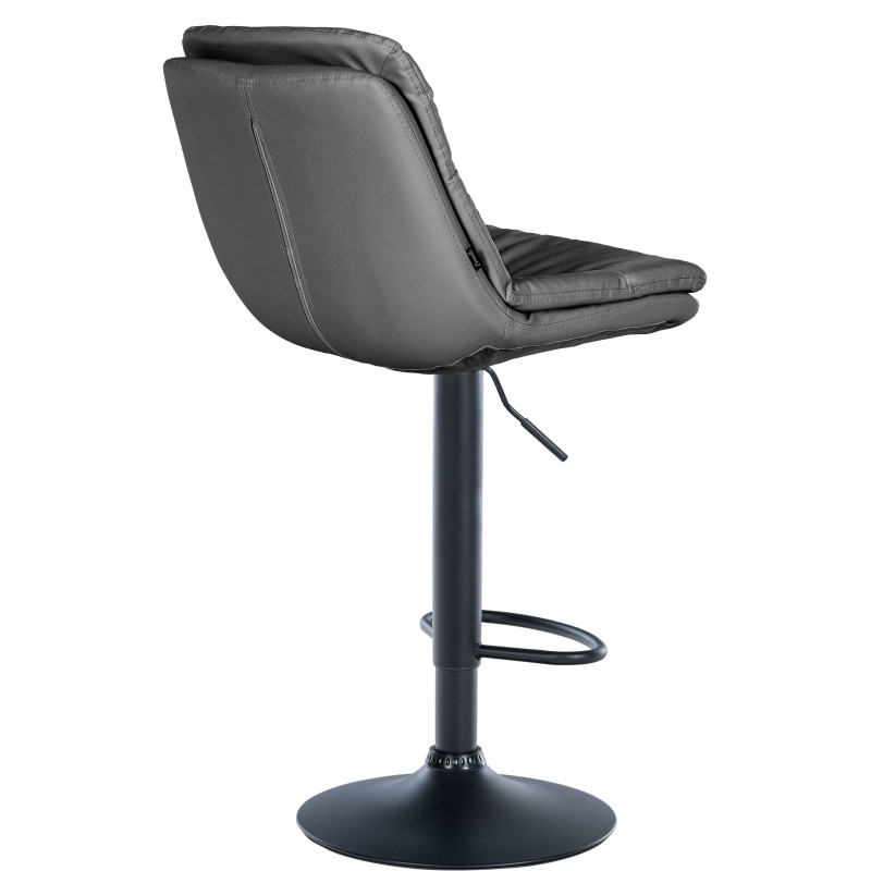 Tabouret de bar Laurel, similicuir noir/gris