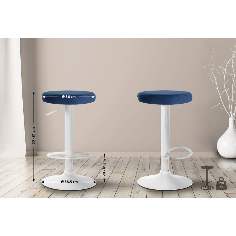 Tabouret de bar Ponte velours bleu
