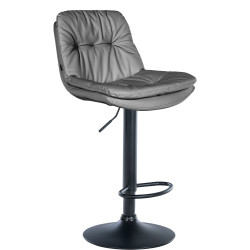 Tabouret de bar Laurel, similicuir noir/gris