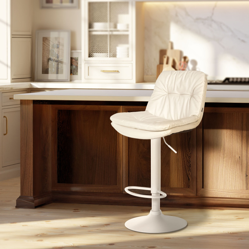 Tabouret de bar Laurel simili cuir blanc blanc