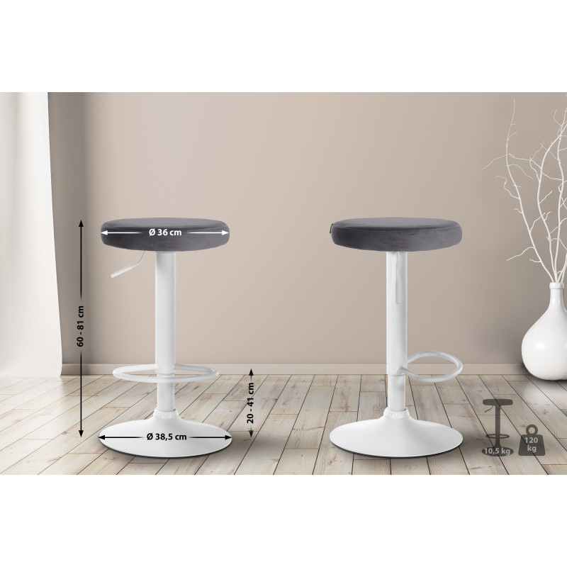Tabouret de bar Ponte velours gris foncé