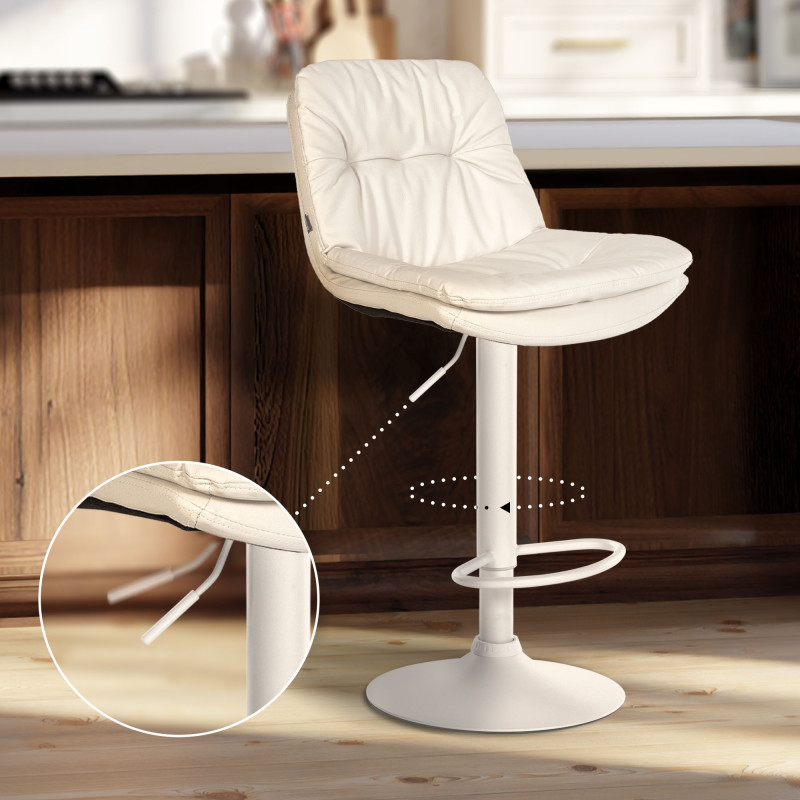 Tabouret de bar Laurel simili cuir blanc blanc