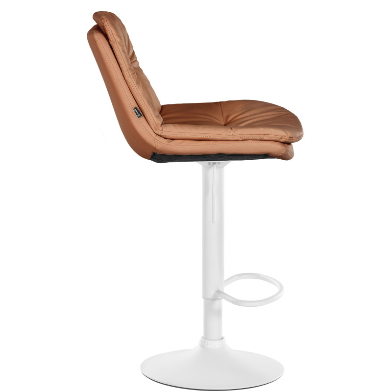 Tabouret de bar Laurel simili cuir blanc marron clair