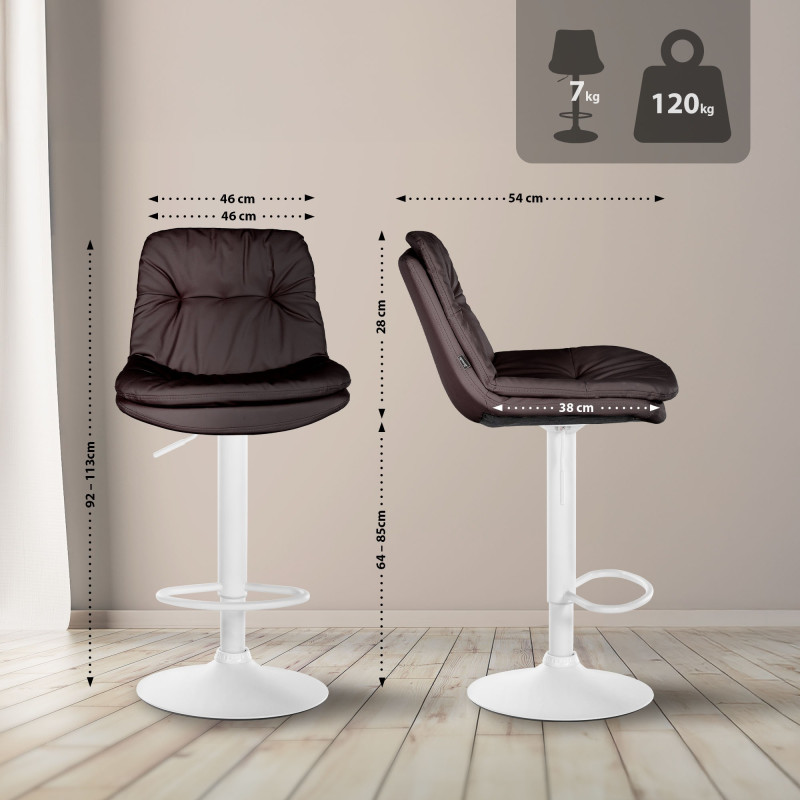 Tabouret de bar Laurel simili cuir blanc marron