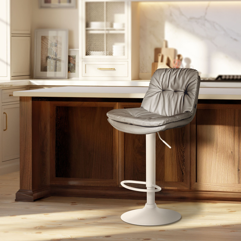 Sgabello da bar Laurel in similpelle bianco grigio