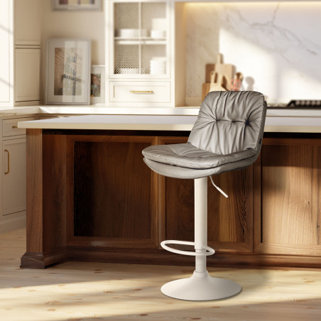 Sgabello da bar Laurel in similpelle bianco grigio