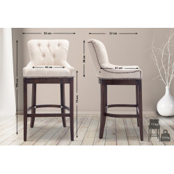 Tabouret de bar en tissu Lakewood, antique crème