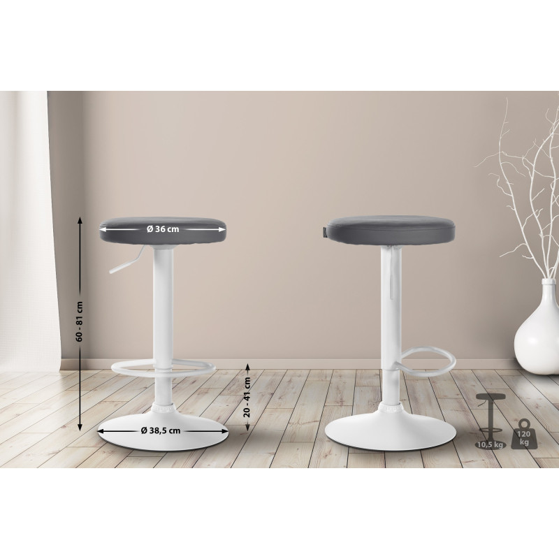 Tabouret de bar Ponte, similicuir gris