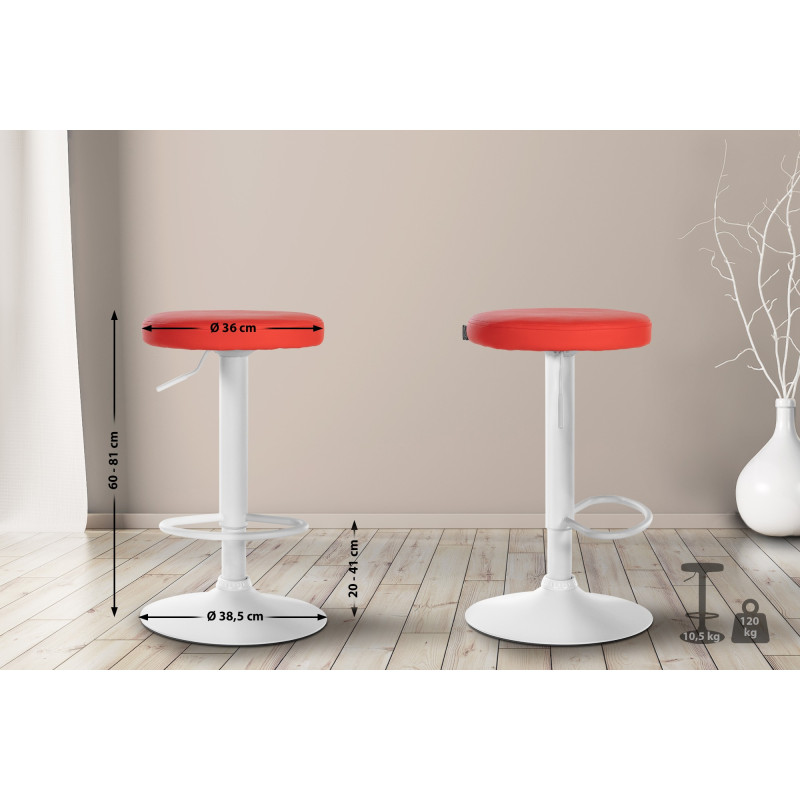 Tabouret de bar Ponte, similicuir rouge