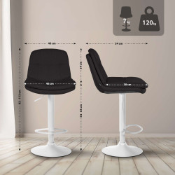 Tabouret de bar Laurel tissu blanc noir