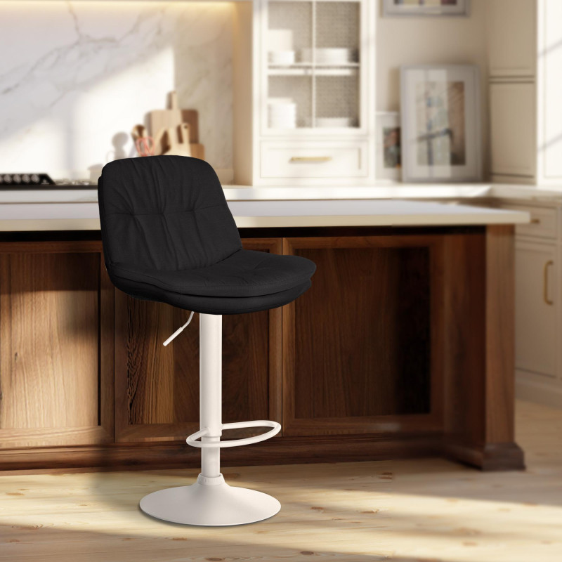 Tabouret de bar Laurel tissu blanc noir