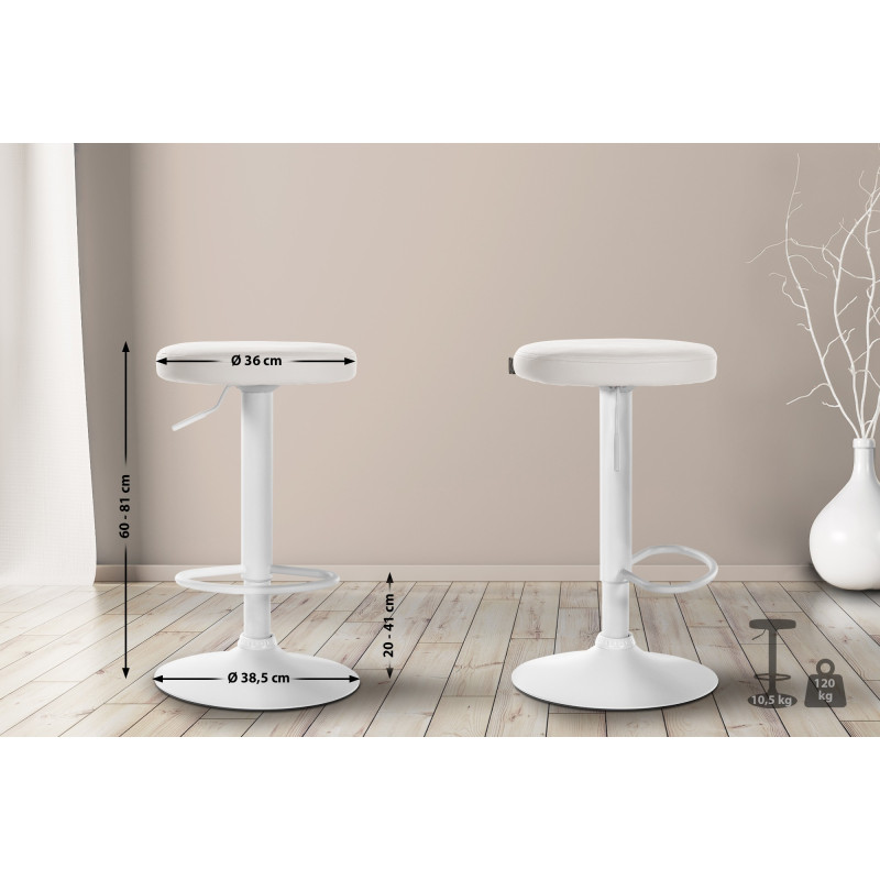 Tabouret de bar Ponte, similicuir blanc