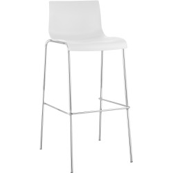 Tabouret de bar Hoover, chromé, structure à 4 pieds blanc