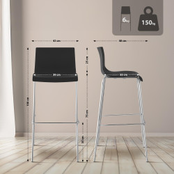 Taburete Hover con Base de 4 Pies Negro,Cromado